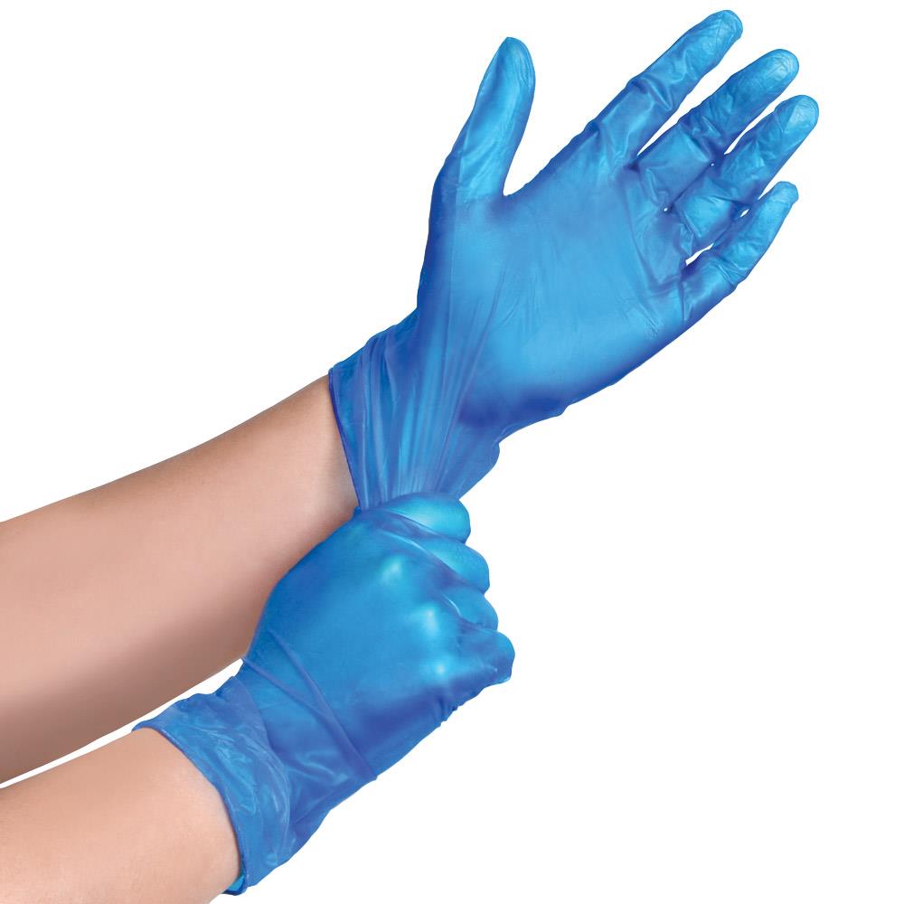 Blue Vinyl Powdered Disposable Gloves