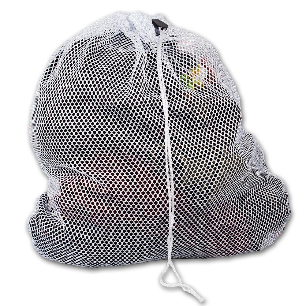 White Mesh Drawstring Laundry Bag